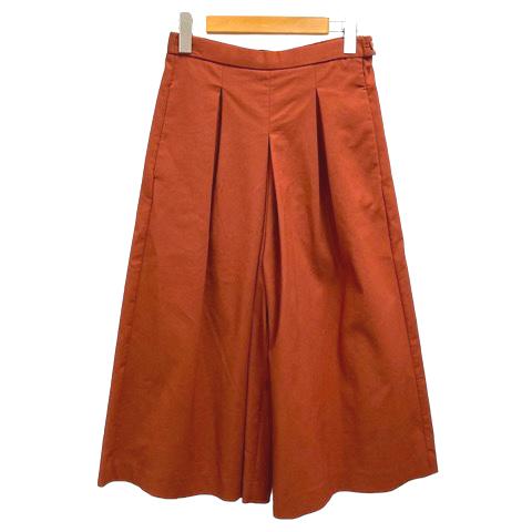 【中古】ザラ トラファルック ZARA Trafaluc パンツ ワイド ストレッチ タック クロップド丈 無地 S 赤 朱色 レッド レディース