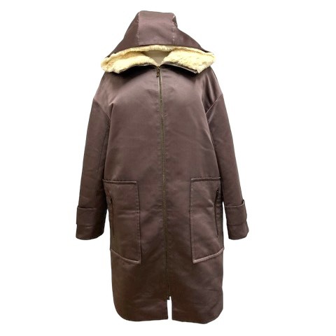 【中古】アドーア ADORE ダウンコート ブルゾン ライナー付き ファー フェザー混 フード 光沢 長袖 38 茶 ブラウン レディースの通販は
