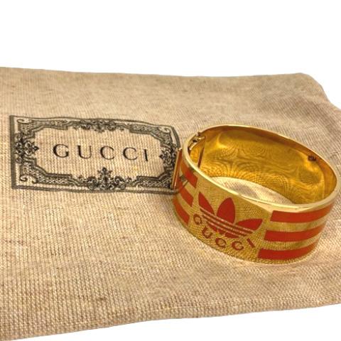 中古】未使用品 グッチ GUCCI ×アディダス adidas カフ ブレスレット