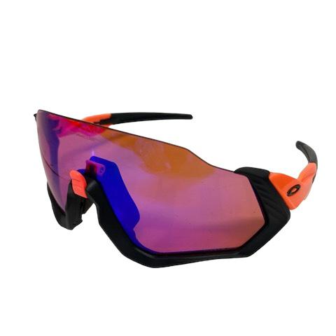 【中古】オークリー フライトジャケット サングラス OO9401-0437 レッドライン スポーツ マットブラック ネオンオレンジ メンズ