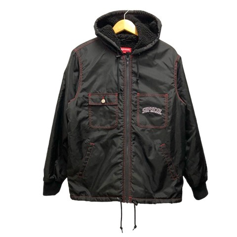 【中古】シュプリーム SUPREME 18AW ジャンパー ブルゾン アウター フード ナイロン 裏ボア ロゴ 長袖 M 黒 ブラック メンズ