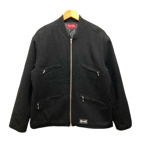 【中古】シュプリーム SUPREME 19SS Zip Car Jacket ジャケット ブルゾン アウター ウール混 中わた 長袖 M 黒 ブラック メンズ