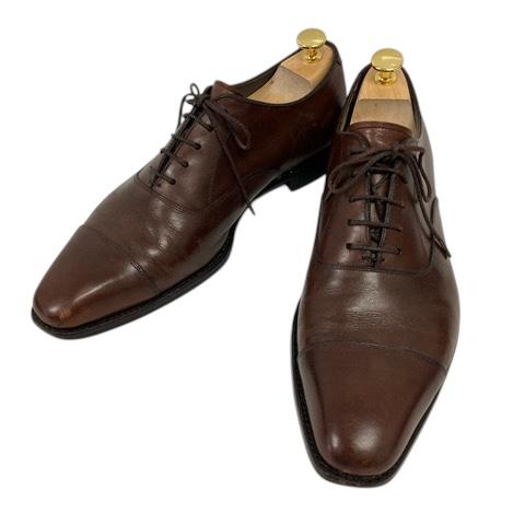 【中古】三陽山長 友之介 TOMONOSUKE シューズ ビジネスシューズ 革靴 ストレートチップ スクエアトゥ 8 無地 茶 ブラウン メンズの通販は