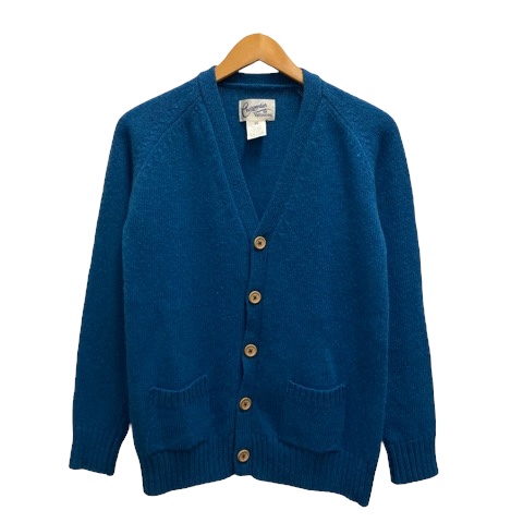 【中古】シャルパンティエ・ドゥ・ヴェッソ Charpentier de Vaisseau カーディガン ニット Vネック ウール 無地 長袖 36 青 レディースの通販は 5,500円