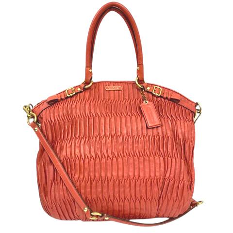 【中古】コーチ COACH ハンドバッグ トートバッグ ショルダーバッグ F28542 マディソン ギャザード レザー 赤 レッド レディースの通販は 5,865円