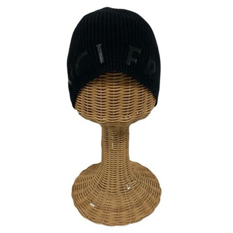 【中古】モンクレール MONCLER 帽子 ニット帽 ニットキャップ 黒 ブラック メンズの通販は