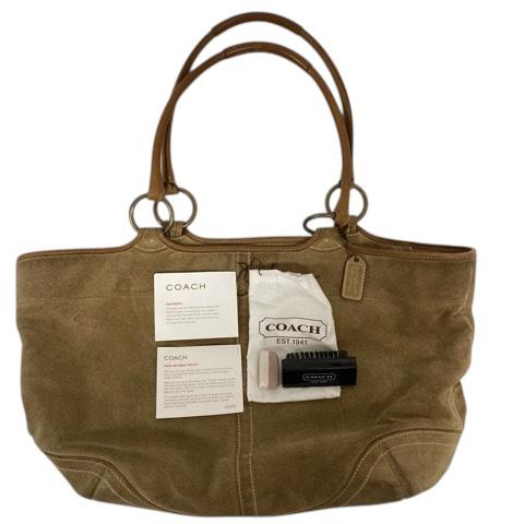 新品 未使用 COACH ベージュ スエード ハンドバッグ 中古】コーチ COACH ハンドバッグ トートバッグ スエード 無地