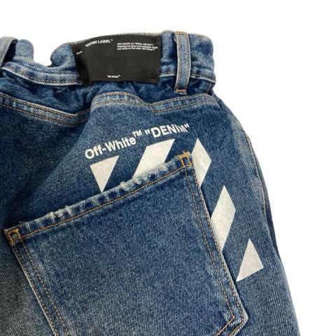 【中古】オフホワイト OFF WHITE デニム ジーンズ プリント コットン OMYA005S19386025 31 青 ブルー 白 ホワイト 黒 ブラック メンズ 中古】オフホワイト OFF WHITE デニム ジーンズ プリント コットン