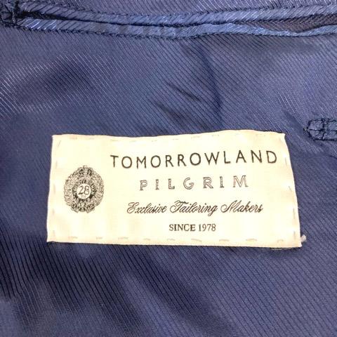 【中古】トゥモローランド TOMORROWLAND PILGRIM スーツ セットアップ ストライプ フォーマル シングル ウール 46 紺 ネイビー メンズ_2
