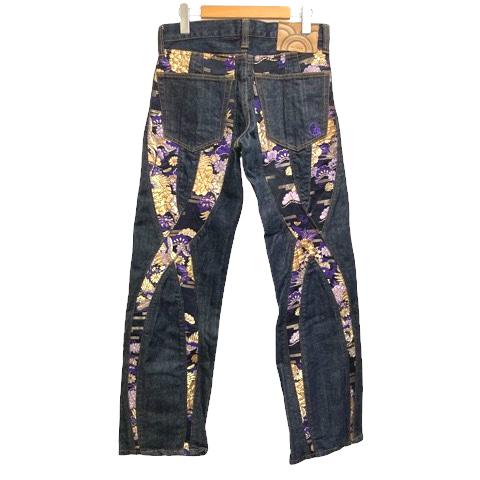 【中古】ジュベナイル デリンクエント デニム 流儀圧搾 ジーンズ パンツ ジップフライ 和柄 刺繍 30 インディゴ マルチカラー メンズ 中古】ジュベナイル デリンクエント デニム 流儀圧搾 ジーンズ パンツ