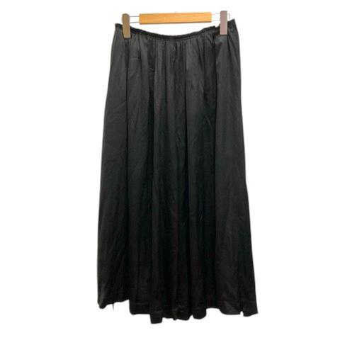 【中古】コムデギャルソン COMME des GARCONS 05AW スカート フレア ギャザー シルク 光沢 ミモレ丈 M 黒 ブラック レディース