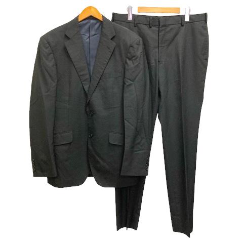 【中古】エルメネジルドゼニア スーツ フォーマル シングル ジャケット パンツ ウール 無地 黒 ブラック メンズ