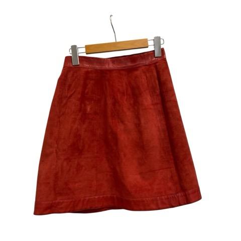 【中古】グッチ GUCCI ミニスカート オールドグッチ スエード 44 赤 レッド ゴールド レディース_1