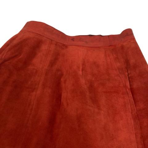 【中古】グッチ GUCCI ミニスカート オールドグッチ スエード 44 赤 レッド ゴールド レディース_5