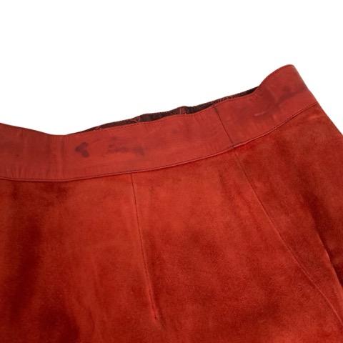 【中古】グッチ GUCCI ミニスカート オールドグッチ スエード 44 赤 レッド ゴールド レディース_8