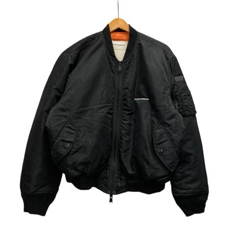 【中古】フォーサムワン FORSOMEONE ジャケット MA-1 長袖 ロゴプリント 78000385 48 黒 ブラック 白 ホワイト メンズ