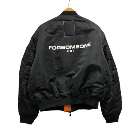 【中古】フォーサムワン FORSOMEONE ジャケット MA-1 長袖 ロゴプリント 78000385 48 黒 ブラック 白 ホワイト メンズ 中古】フォーサムワン FORSOMEONE ジャケット MA-1 長袖 ロゴプリント
