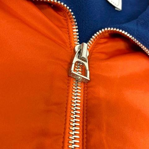 【中古】エルメス HERMES H800166E ウォームアップジャケット ブルゾン ナイロン フリース 長袖 L オレンジ 紺 ネイビー レディース 中古】エルメス HERMES H800166E ウォームアップジャケット ブルゾン