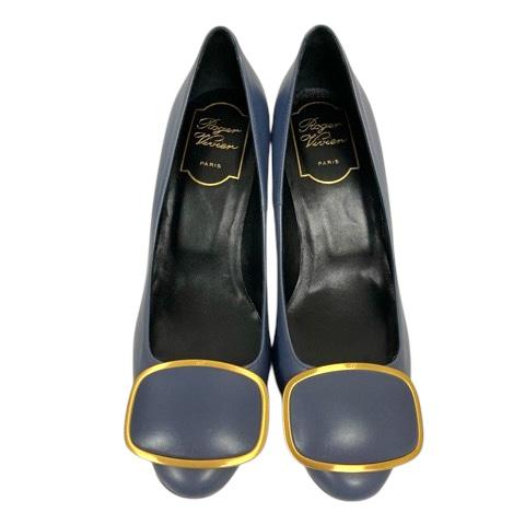 【中古】ロジェヴィヴィエ ROGER VIVIER パンプス ラウンドトゥ バックル ピンヒール 35.5 紺 ネイビー レディース 中古】ロジェヴィヴィエ ROGER VIVIER パンプス ラウンドトゥ バックル