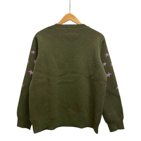 【中古】マークジェイコブス MARC JACOBS Heaven by Marc Jacobs ニット セーター 長袖 総柄 ウール XS カーキ 紫 パープル レディース_1