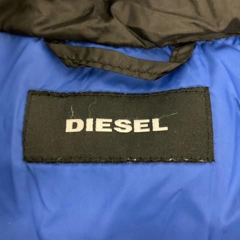 【中古】ディーゼル DIESEL ダウンジャケット ナイロン ロゴ フェザー混 合成皮革 フード無し 無地 S 黒 ブラック レディース 中古】ディーゼル DIESEL ダウンジャケット ナイロン ロゴ フェザー混