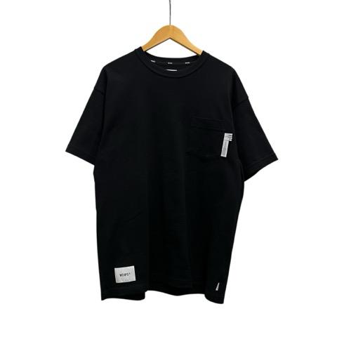 【中古】ダブルタップス WTAPS Tシャツ 半袖 クルーネック ワンポイント コットン 251ATDT-CSM15 X02 黒 ブラック 白 ホワイト メンズ