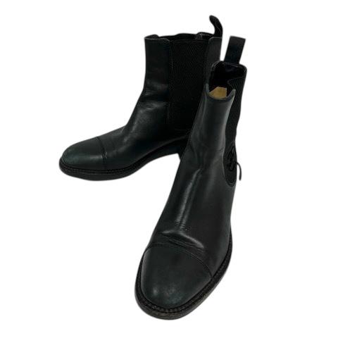 【中古】シャネル CHANEL G26565 サイドゴアブーツ ショートブーツ ワンポイントロゴ 37 黒 ブラック レディース