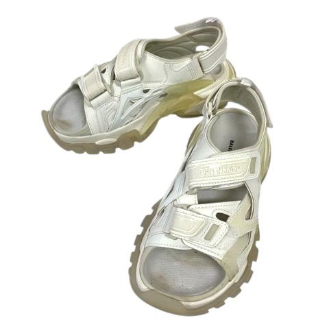 【中古】バレンシアガ BALENCIAGA 655948 サンダル クリアラバー ベルト ロゴ 24.0 白 ホワイト レディース