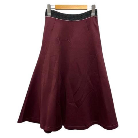 【中古】マルニ MARNI スカート フレア Aライン ドッキング 無地 ミモレ丈 38 ボルドー グレー レディース