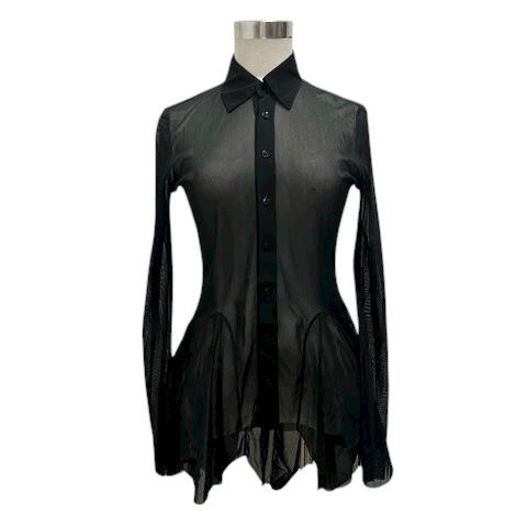 【中古】ジャンポールゴルチエ オム Jean Paul GAULTIER HOMME シャツ ブラウス シースルー パワーネット 長袖 40 ブラック レディース