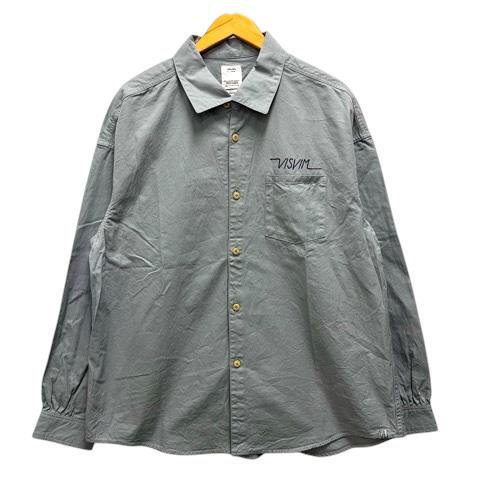 【中古】ビズビム VISVIM 0125205011010 25AW PALMER L/S シャツ カジュアルシャツ コットン ロゴ刺繍 長袖 3 青 くすみブルー メンズ