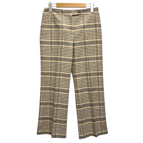 【中古】未使用品 アクネ ストゥディオズ Acne Studios パンツ スラックス フレアパンツ ウール混 チェック 34 ベージュ レディース
