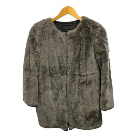 【中古】イネスエマーシャル ines&amp;marechal ジャケット 長袖 ラビットファー 無地 36 チャコールグレイ  レディース