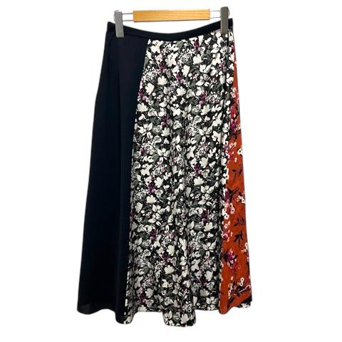 【中古】未使用品 アクネ ストゥディオズ Acne Studios スカート スカーチョ フレア シルク 花柄 ロング丈 34 紺 オレンジ レディース_1