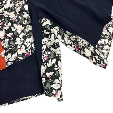 【中古】未使用品 アクネ ストゥディオズ Acne Studios スカート スカーチョ フレア シルク 花柄 ロング丈 34 紺 オレンジ レディース_5