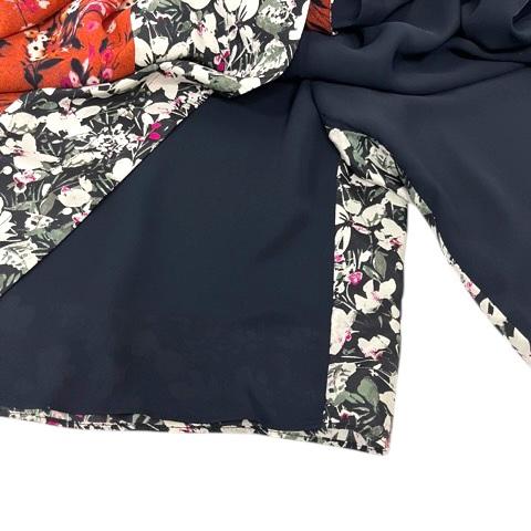 【中古】未使用品 アクネ ストゥディオズ Acne Studios スカート スカーチョ フレア シルク 花柄 ロング丈 34 紺 オレンジ レディース_6