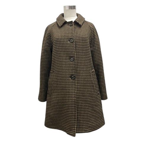 【中古】シーラップ Sealup チェスターコート アウター ウール 千鳥格子 チェック柄 長袖 44 茶 ブラウン レディース