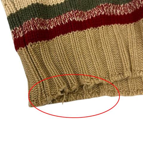 【中古】ブルネロクチネリ BRUNELLO CUCINELLI ニットベスト Vネック カシミヤ ボーダー 50 ベージュ マルチカラー レディース_8