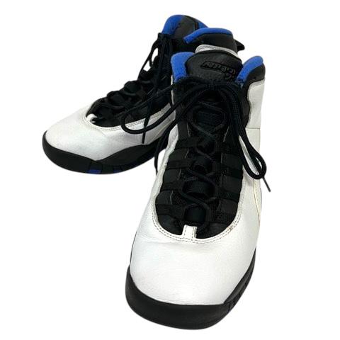 【中古】ナイキ NIKE AIR JORDAN 10 RETRO 海外限定 スニーカー ハイカット 24.5cm 白 青 黒 メンズ