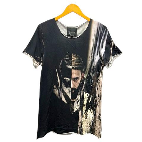【中古】未使用品 FRAGMENT TOSHIKI AOKI Tシャツ クルーネック カットオフ プリント 半袖 2 黒 ブラック メンズ