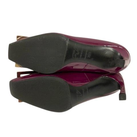【中古】ロジェヴィヴィエ ROGER VIVIER ベル ヴィヴィエ パンプス エナメル スクエアトゥ バックル 35.5 パープル ボルドー レディース_6