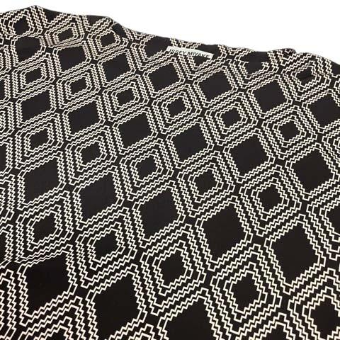 【中古】イッセイミヤケ ISSEY MIYAKE カットソー チュニック ストレッチ 幾何学模様 総柄 長袖 2 黒 ブラック レディース_5