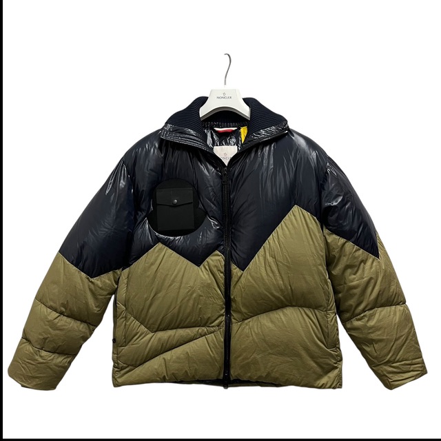 【中古】モンクレール MONCLER 18AW ダウンジャケット D20914199485 ARBONNE フェザー混 2 カーキ ネイビー メンズ