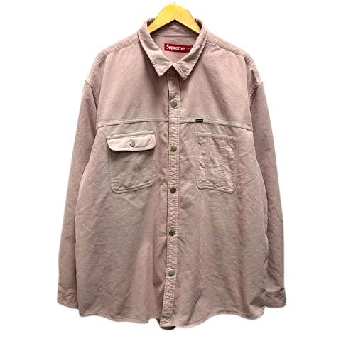 【中古】シュプリーム ウォッシュドコーデュロイシャツ ブルゾン ロゴ 長袖 XXL ピンク メンズ
