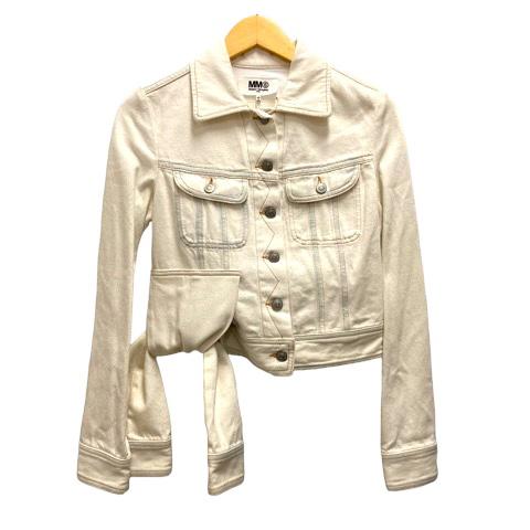 【中古】未使用品 エムエムシックス メゾンマルジェラ デニムジャケット Gジャン 変形 コットン 長袖 36 アイボリー_3