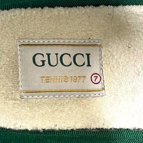 【中古】グッチ GUCCI スニーカー シェリーライン キャンバス GG柄 ローカット 7 ベージュ 緑 グリーン 赤 レッド メンズ
