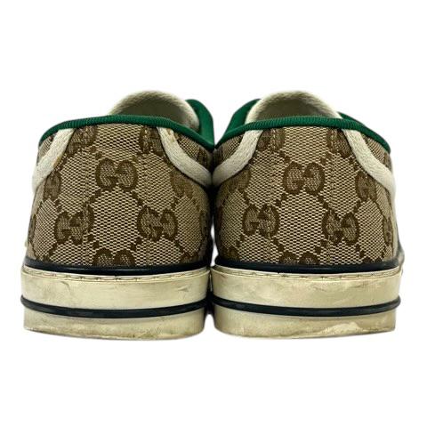 【中古】グッチ GUCCI スニーカー シェリーライン キャンバス GG柄 ローカット 7 ベージュ 緑 グリーン 赤 レッド メンズ