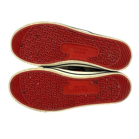 【中古】グッチ GUCCI スニーカー シェリーライン キャンバス GG柄 ローカット 7 ベージュ 緑 グリーン 赤 レッド メンズ