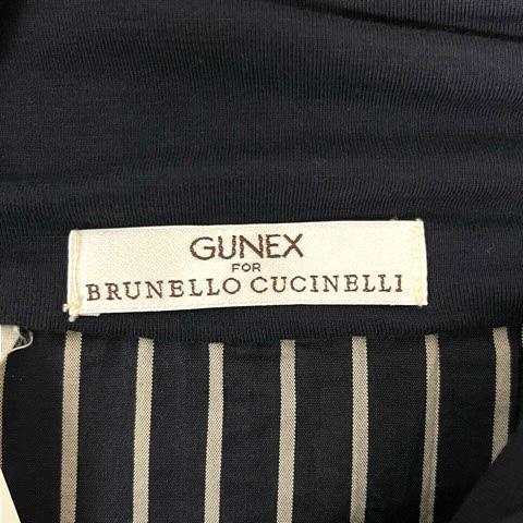 【中古】ブルネロクチネリ BRUNELLO CUCINELLI スカート フレア バルーン ストライプ ひざ丈 40 紺 ネイビー レディース_2