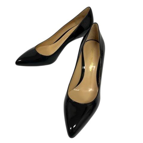 【中古】ジャンヴィトロッシ Gianvito Rossi パンプス ポインテッドトゥ エナメル 34.5 黒 ブラック レディース